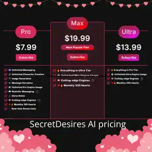 secret desires ai pricing