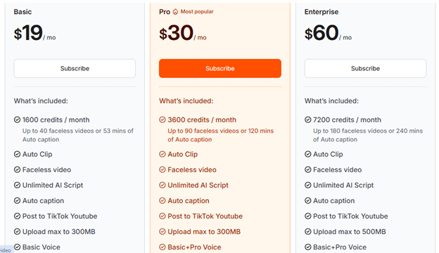 short ai pricing