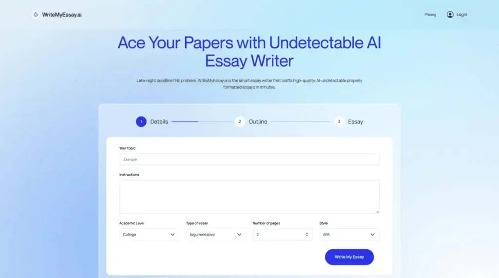 WriteMyEssay ai pricing