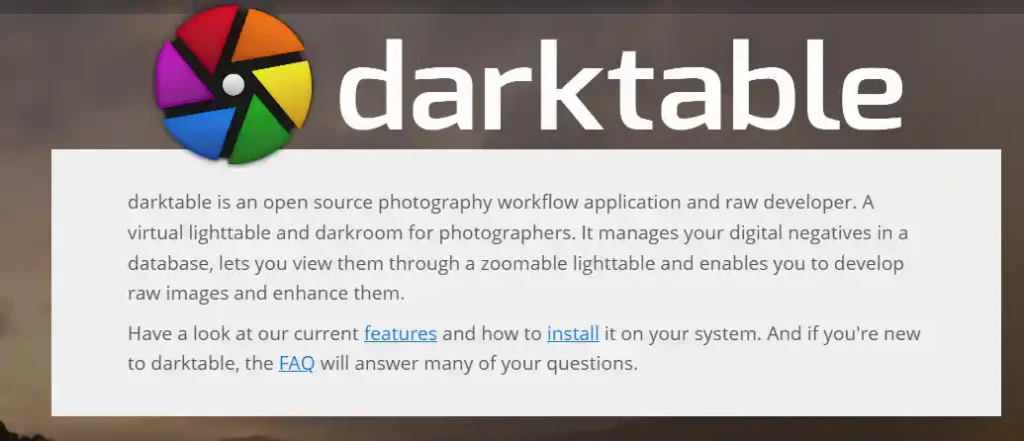 darktable photo editor ai